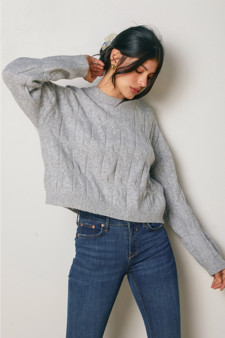 Frosted Mesa Relaxed Cable Knit Sweater