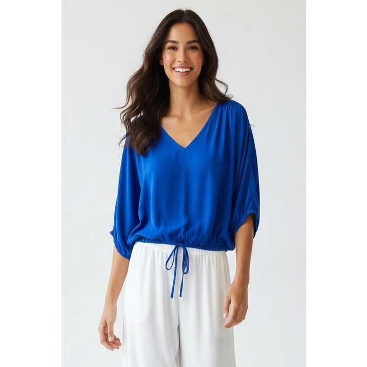 Cropped Blouse with Elasticized Waist
