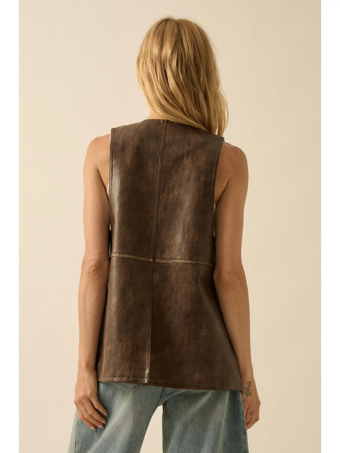 Faux Leather Snap-Front Vest
