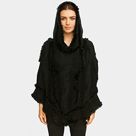 Soft Faux Fur Knitted Poncho