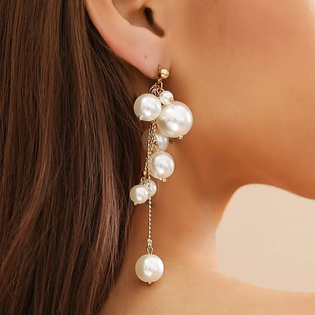 Pearl Tassel Pendant Earrings