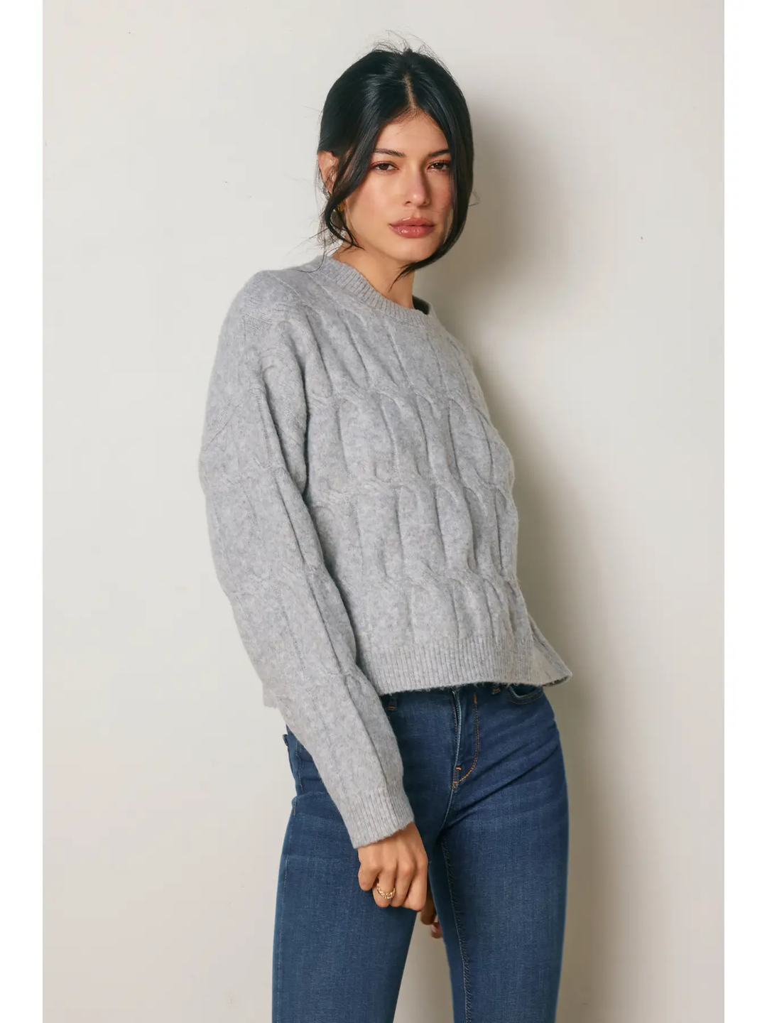 Frosted Mesa Relaxed Cable Knit Sweater