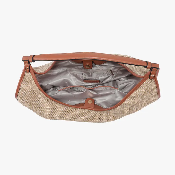 Cecilia Slouchy Soft Straw Woven Hobo w/ Snap Closure