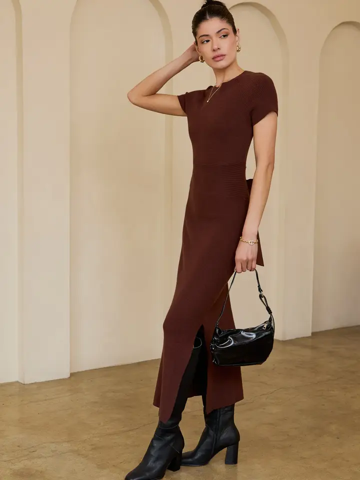 Blakely Back Tie Sweater Midi Dress