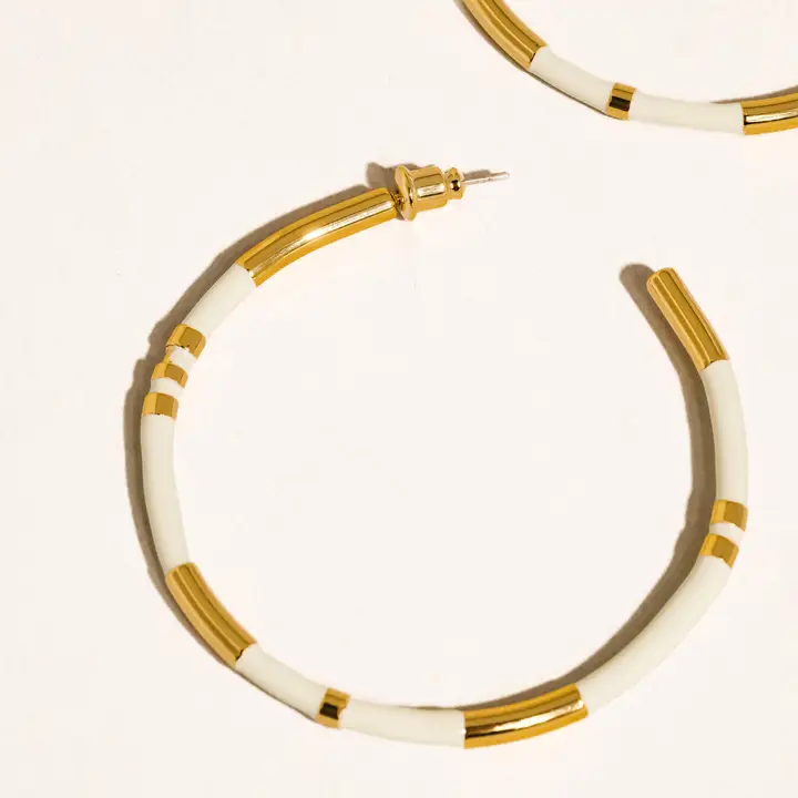 Dallin 18K Gold Large Enamel C Hoop Earring