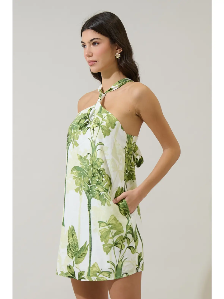 Palmet Tropical Amory Halter Mini Dress