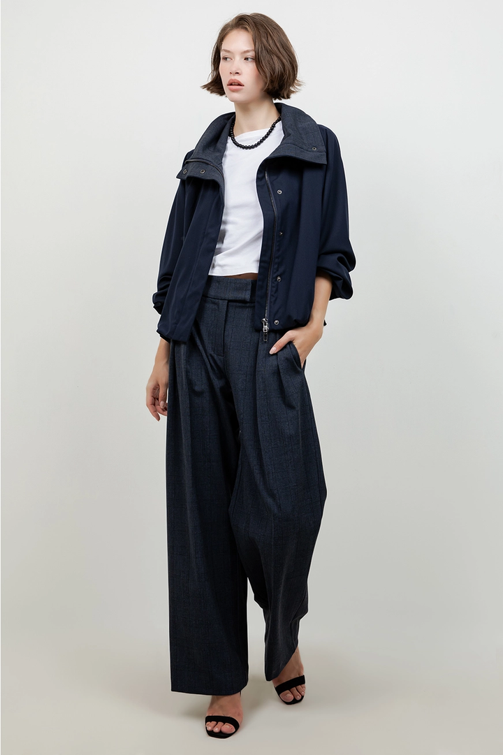Soft Woven Funnel Neck Bomber Jacket