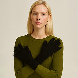 Ribbed Knit Solid Long Winter Gloves ( Many Colors!)