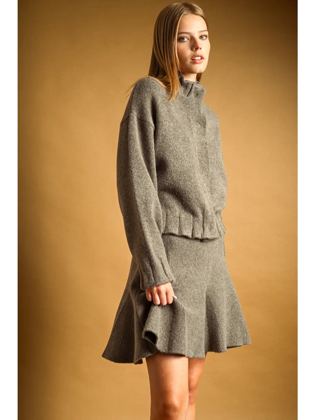 High Neck Button Closure Jacket