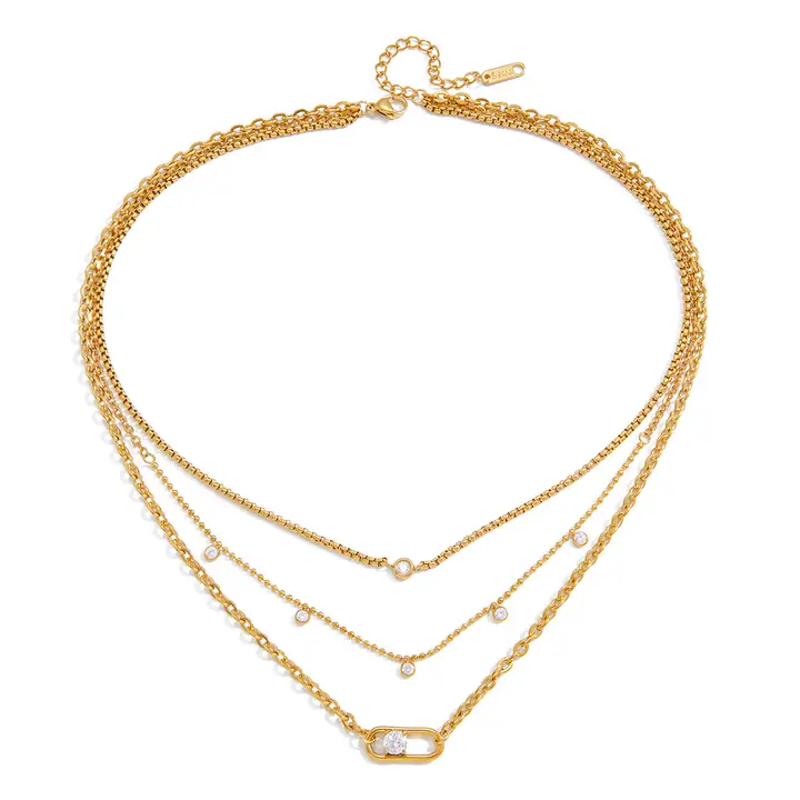 Bold Link Layered Necklace Waterproof