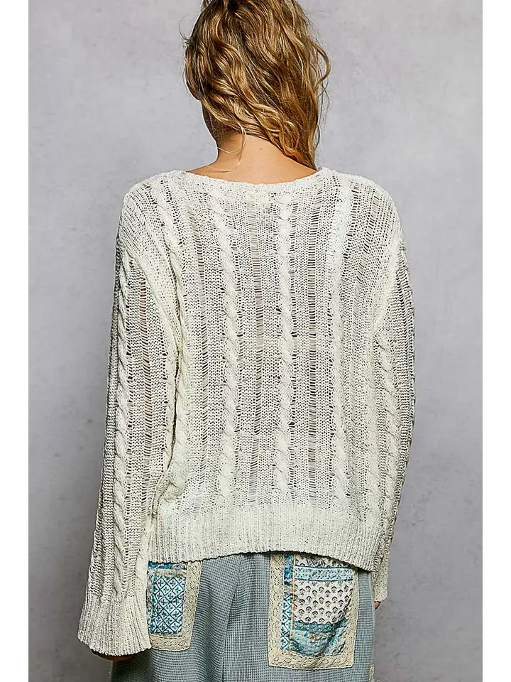 Acrylic Lightweight Cable Knit Summer Sweater