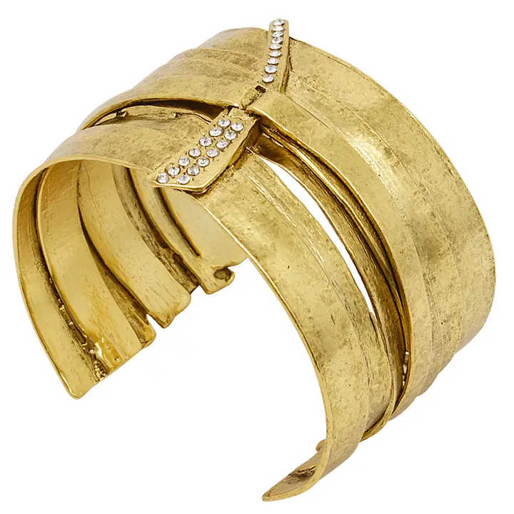 Open Crystal Cuff - 24K Gold Plated