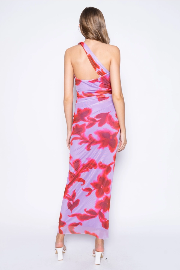 One Shoulder Scarf Maxi Dress