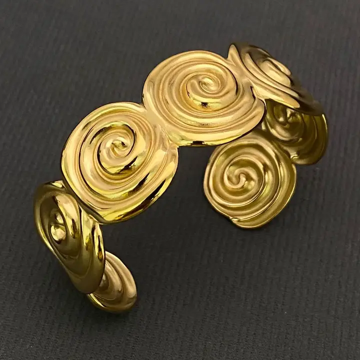 Swirl Design 18K Gold Plated Cuff