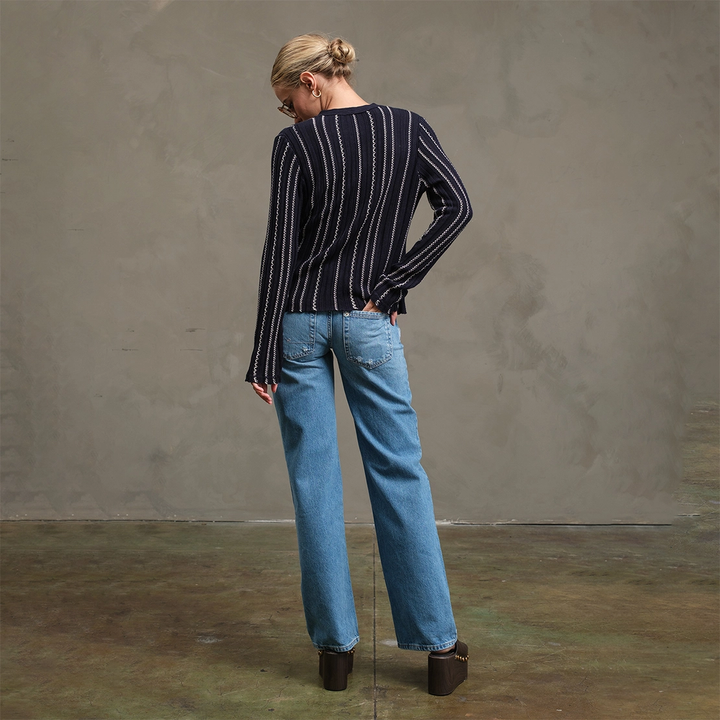 Slim Wavy Stitch Button Cardigan