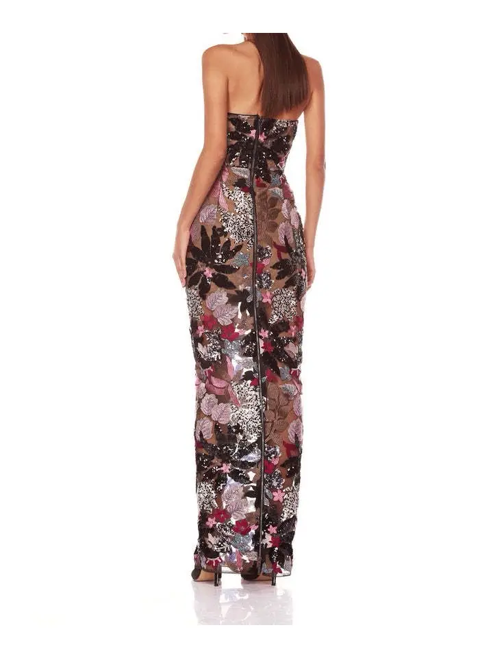 Elegant Floral Sequin Embroidered Mesh Dress