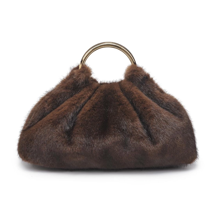 Faux Fur Clutch Bag with Ring Handle