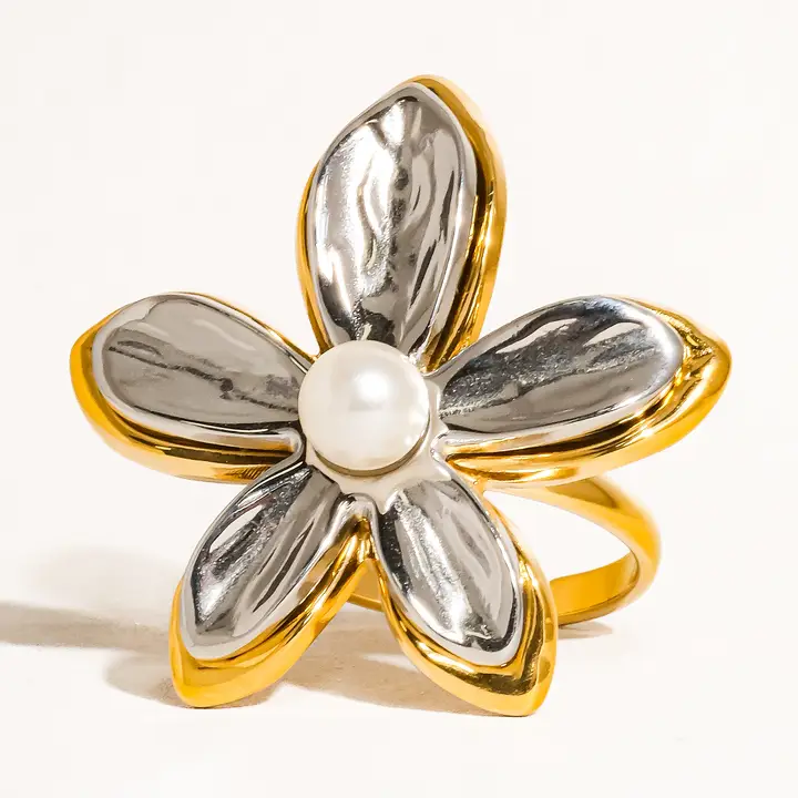 Killian 18K Gold Non Tarnish Pearl Flower Ring