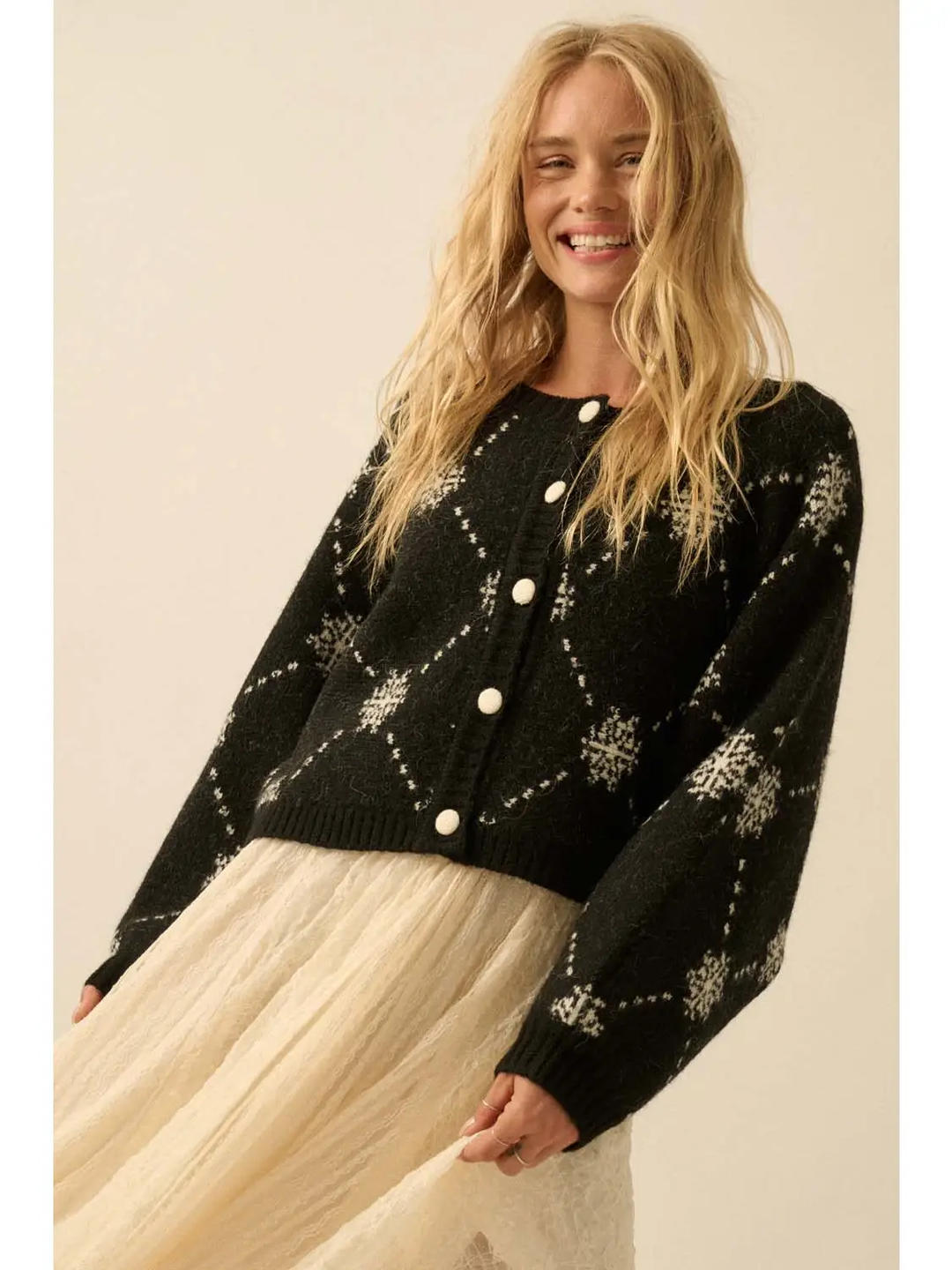 Snowflake Jacquard Dolman Cardigan