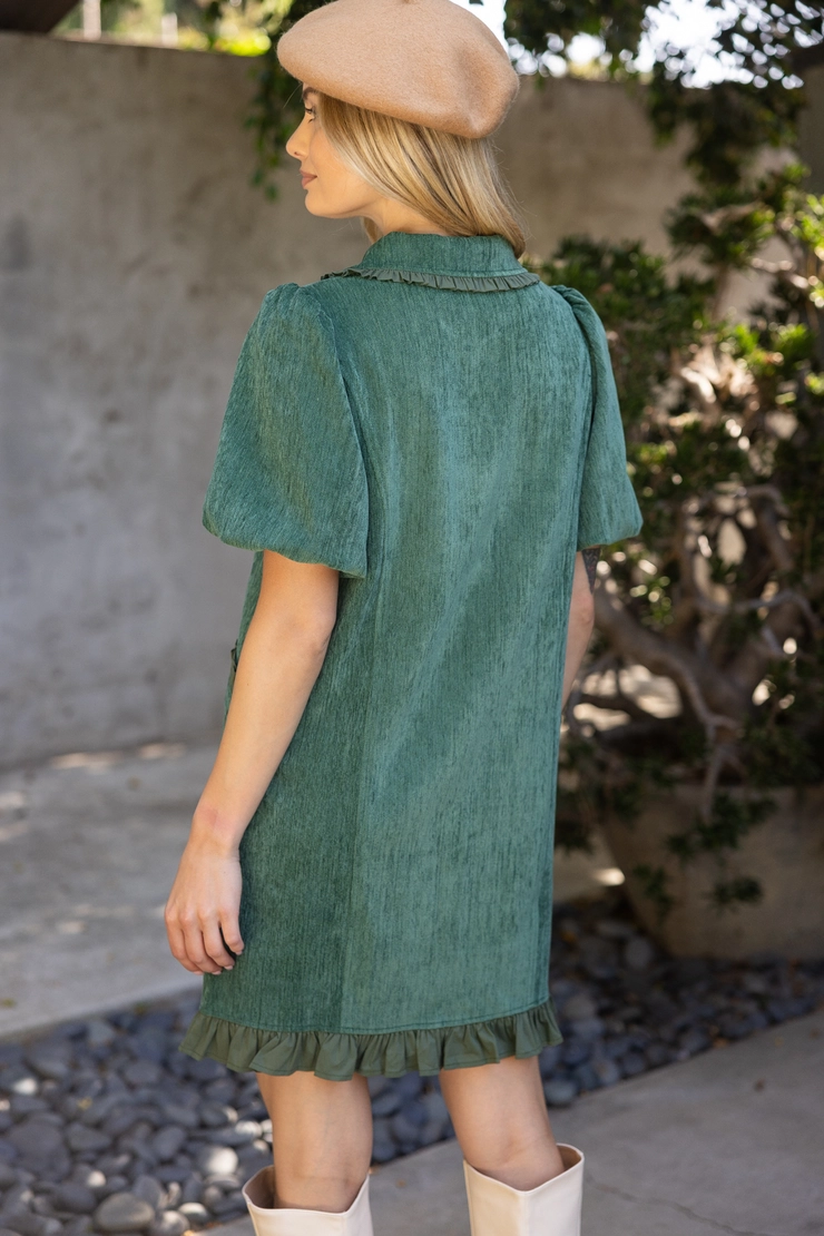 Raquel Ruffle Pocket Detail Dress(available in burgundy only)