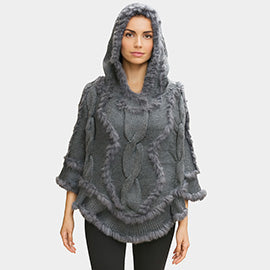 Soft Faux Fur Knitted Poncho