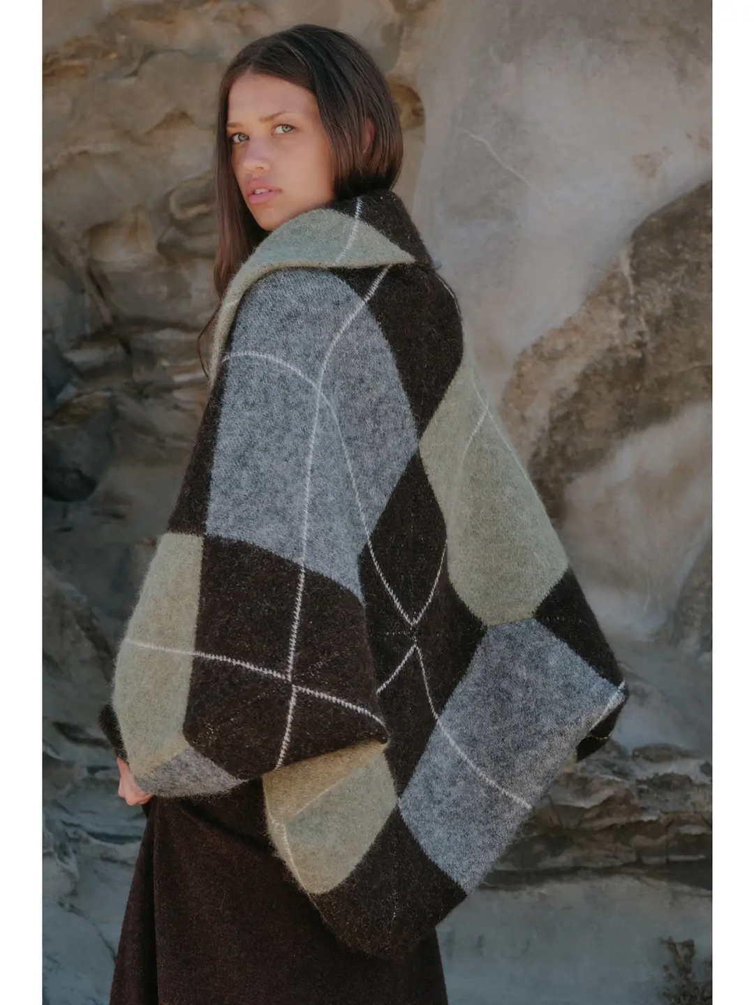 Argyle Jacquard Knit Shrug