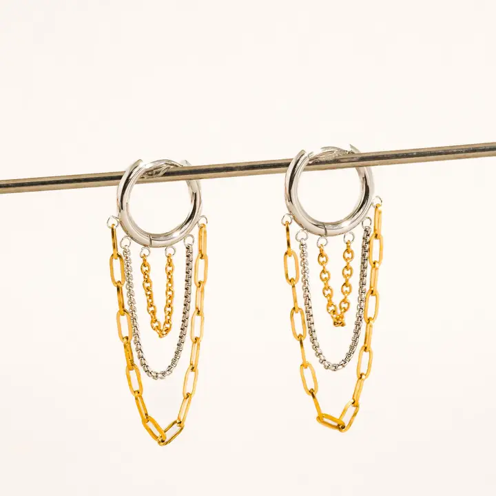 Vianne 18K Gold Non Tarnish Multi Chain Drop Earrings