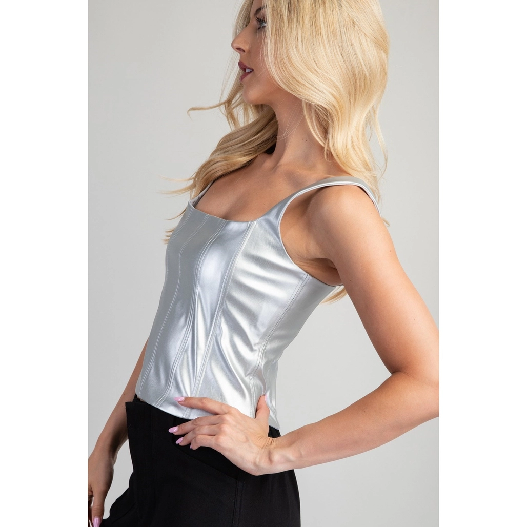 Skylar Strap Bustier Leather Top