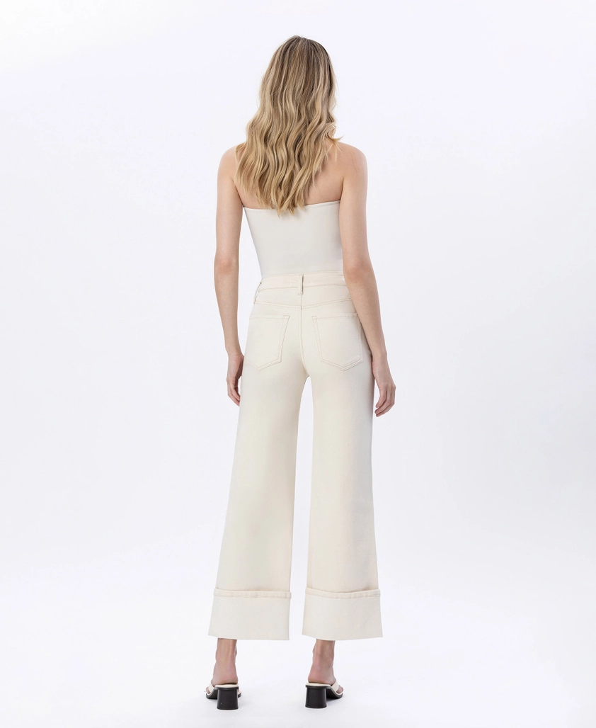 Super High Rise Cuffed Wide Leg Jeans