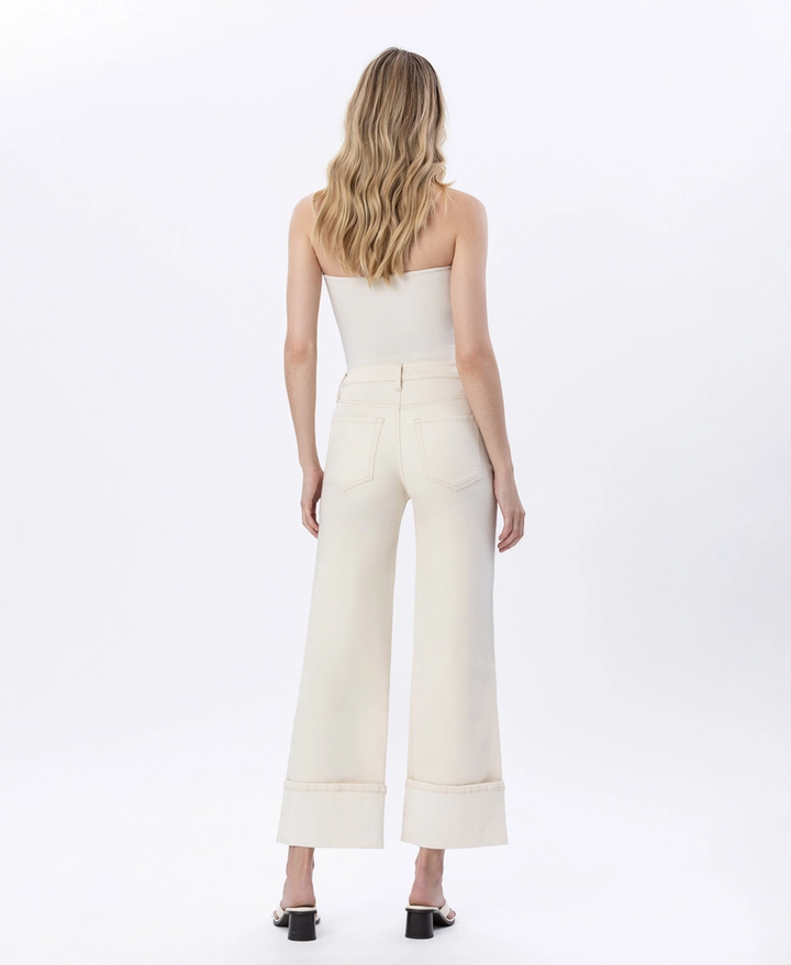 Super High Rise Cuffed Wide Leg Jeans