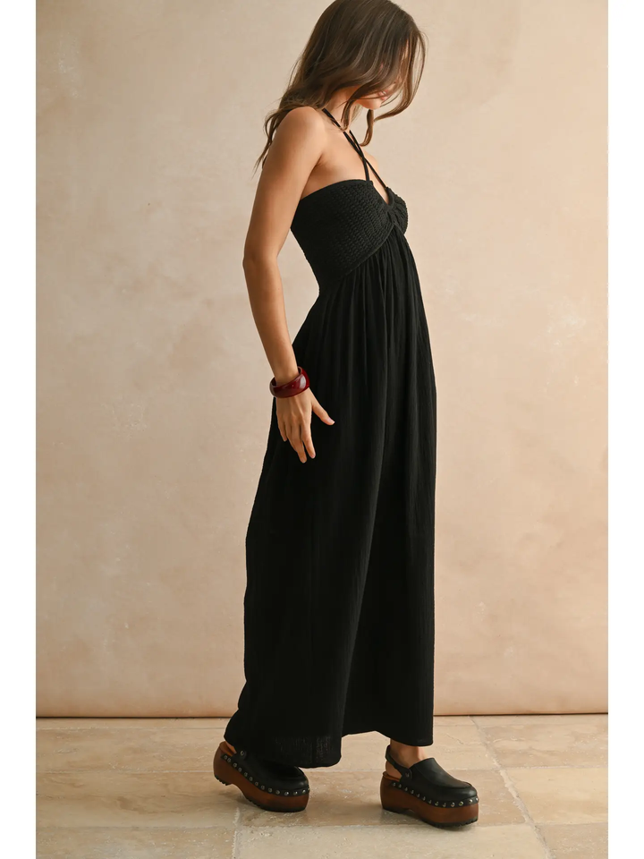 Washed Gauze with Crochet Top Contrast Dress