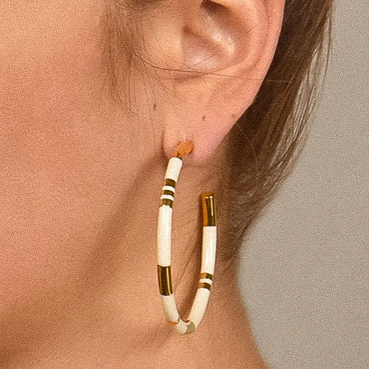Dallin 18K Gold Large Enamel C Hoop Earring
