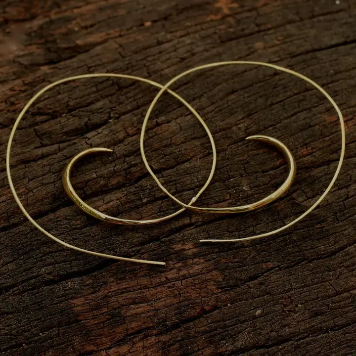 Brass Needle Spiral Earrings