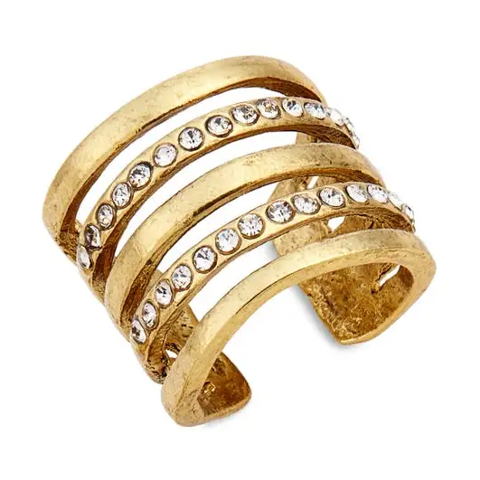 Embellished Multi Strand Ring - 24K Gold Plated