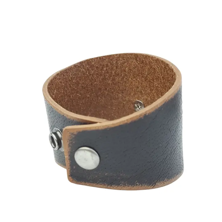 Genuine Distressed Leather Cuff with Round Concho