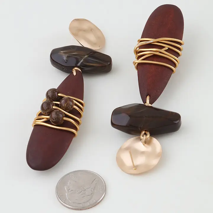 Modern Geometric Beaded Drop Earrings