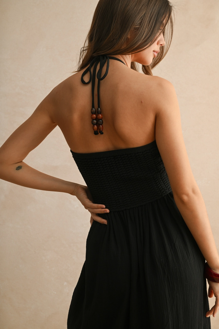 Washed Gauze with Crochet Top Contrast Dress