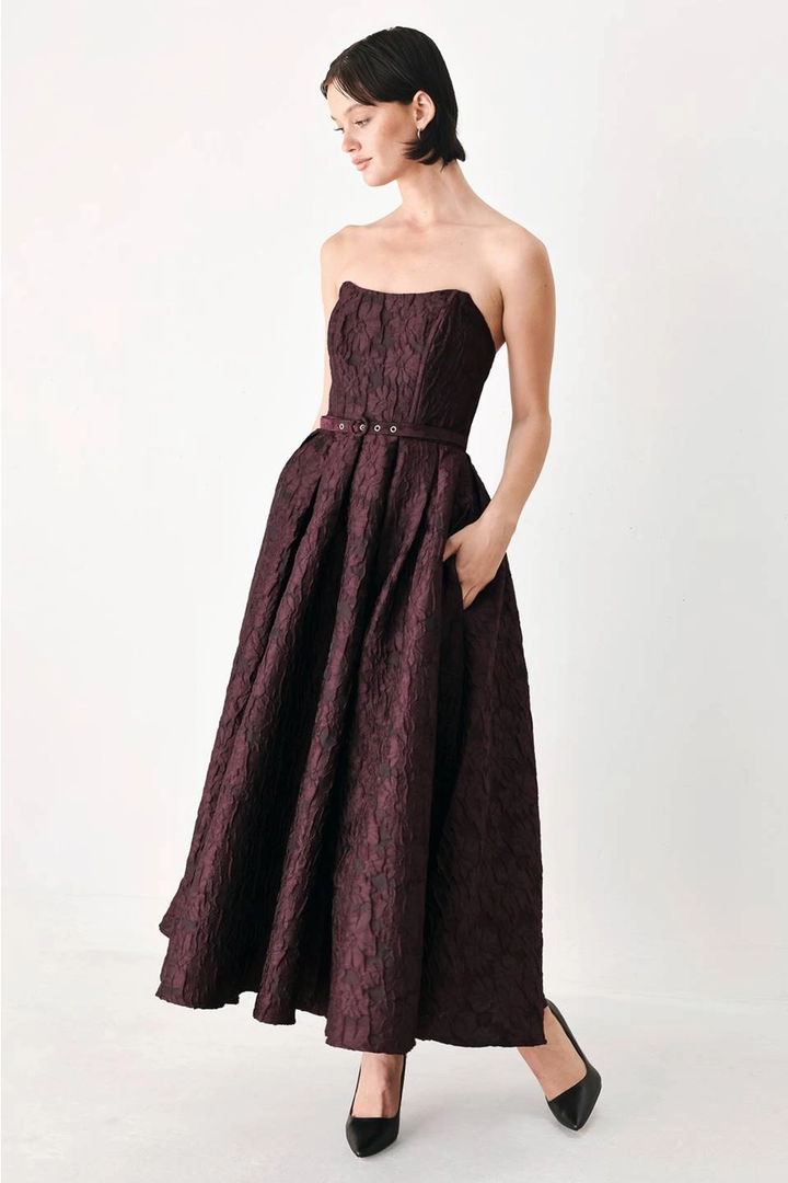 An Embossed Woven Midi Dress