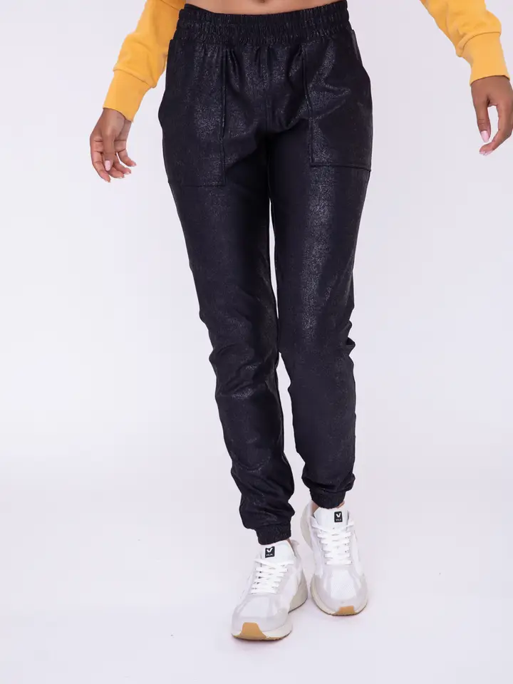 Foil Printed High-Waisted Joggers