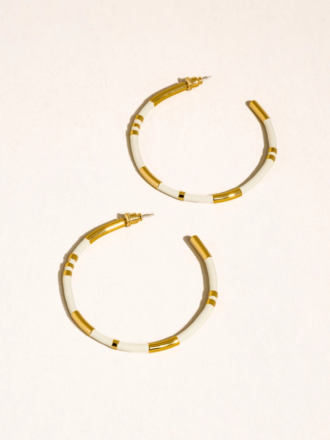 Dallin 18K Gold Large Enamel C Hoop Earring