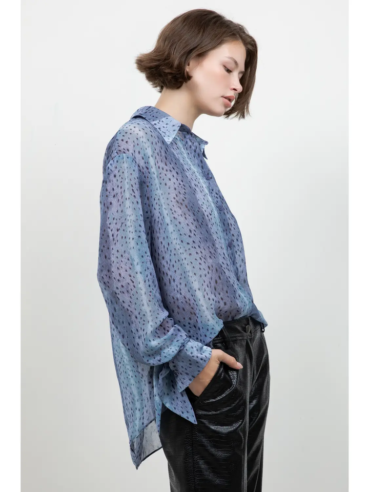 Bambi Print Soft Woven Button Down Shirt