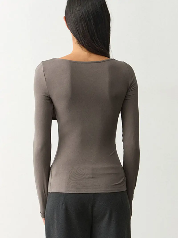 Ruched Boat Neck Crop Top (available in gray & white)