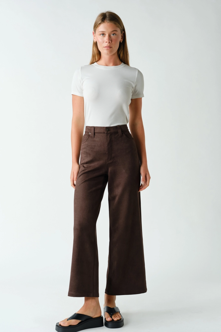 Mojave Suede Finish Wide Leg Pants (available in coffee bean & truffle)