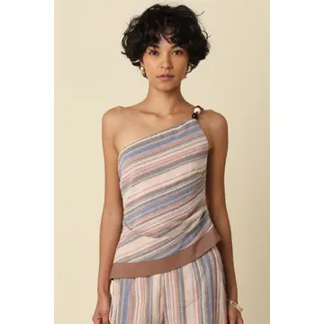Gia One Shoulder Striped Top