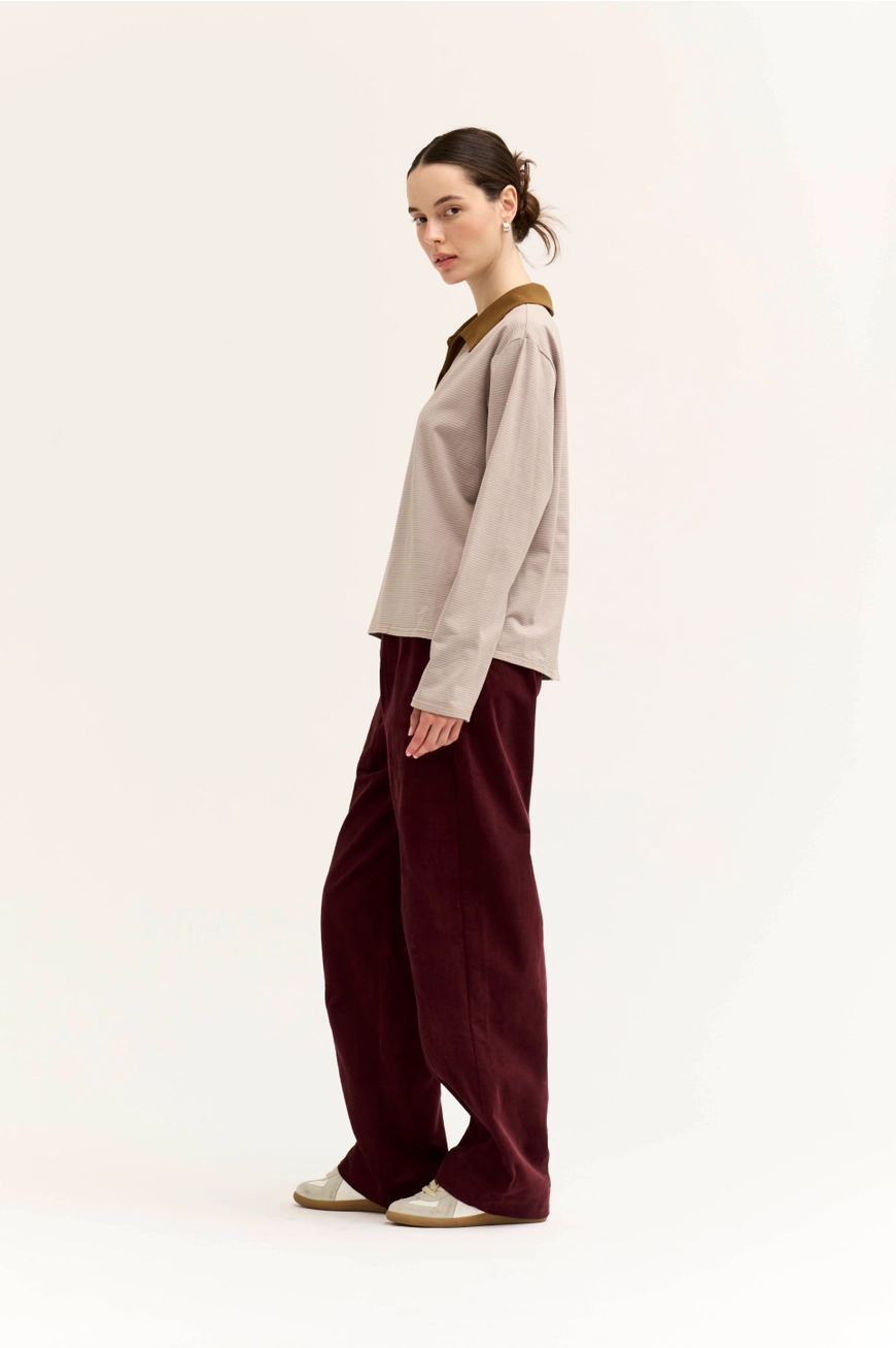 Mid Rise Corduroy Barrel Pants