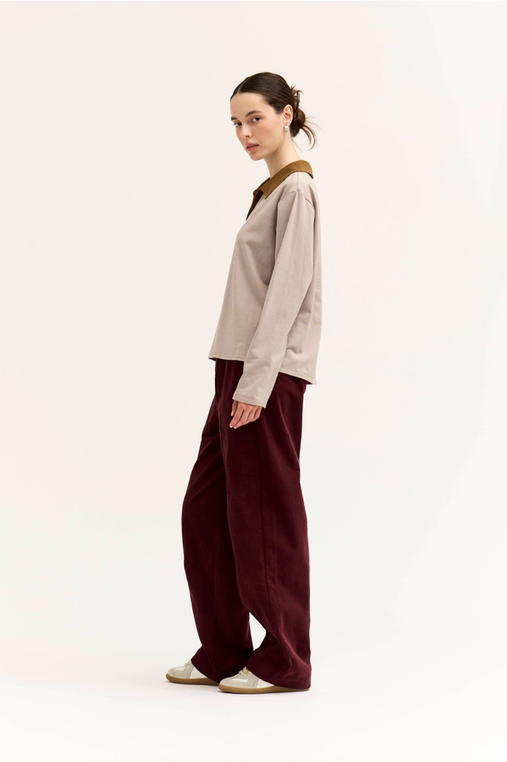 Mid Rise Corduroy Barrel Pants