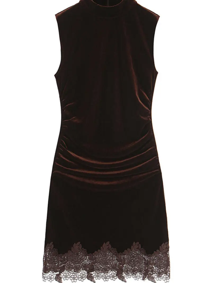 Sleeveless Lace Hem Dress