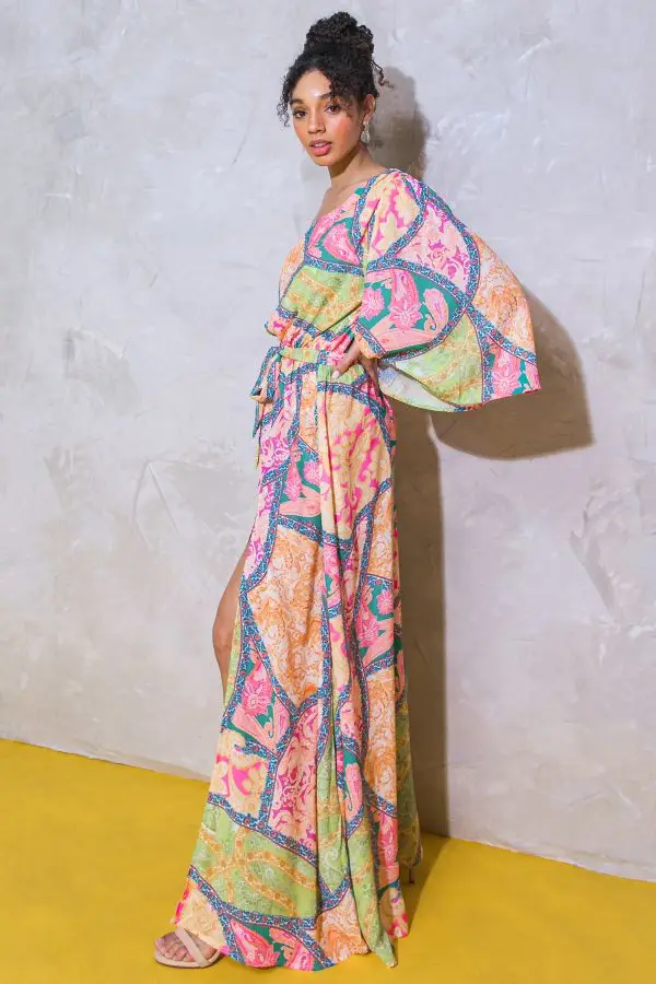Paisley Printed Woven Maxi Dress - Beciga