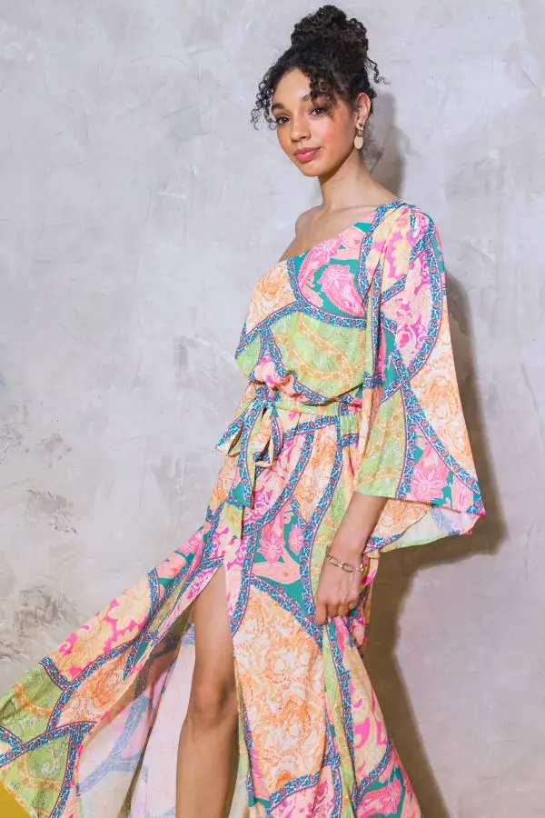 Paisley Printed Woven Maxi Dress - Beciga