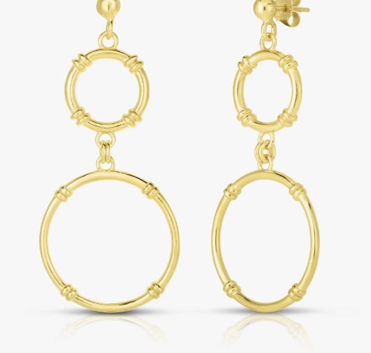 14k Gold Plated Circle Drop Earring - Beciga